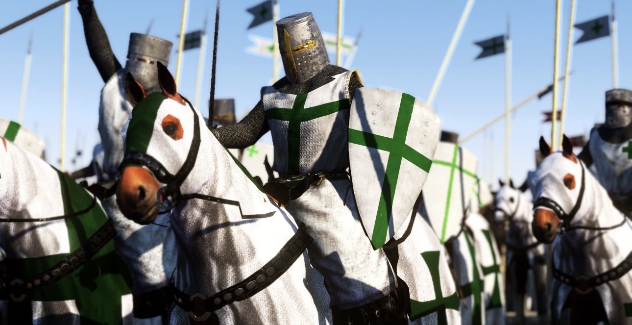 Reconquista : cavalerie et croix verte (reconstitution)