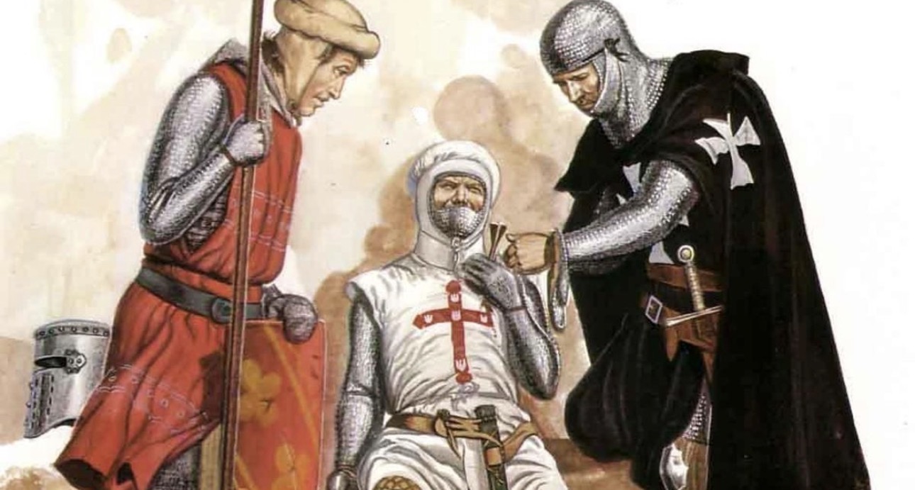 Hospitaliers : secours à un blessé (illustration)